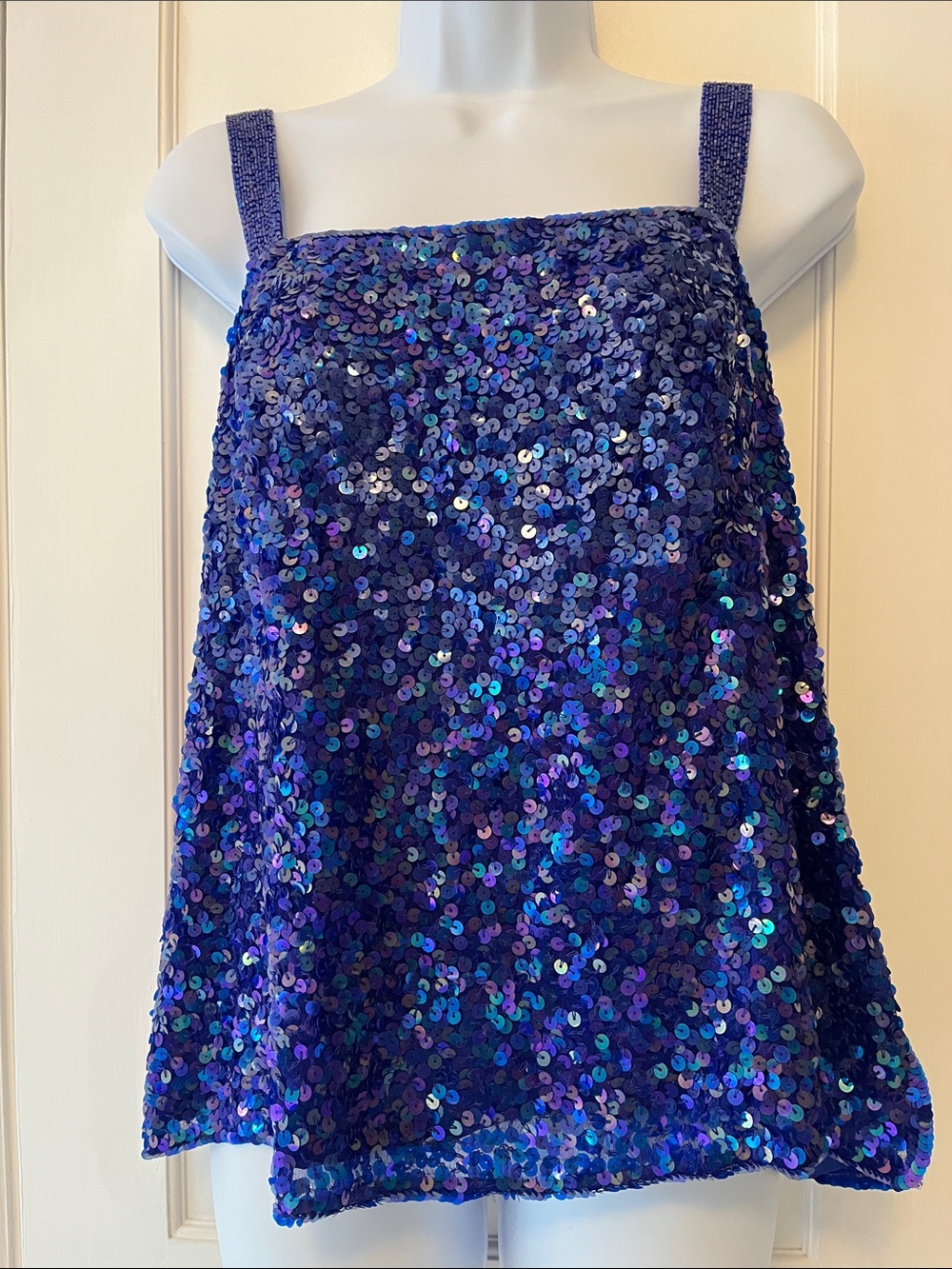 Sequin Camisole Top Beaded Straps Women’s 2X 18W-20W Blue Purple Fairy Glam